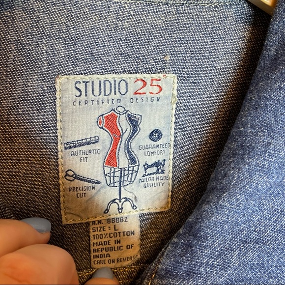 Vintage 90s Dark Wash Denim Vest Top - Picture 2 of 5